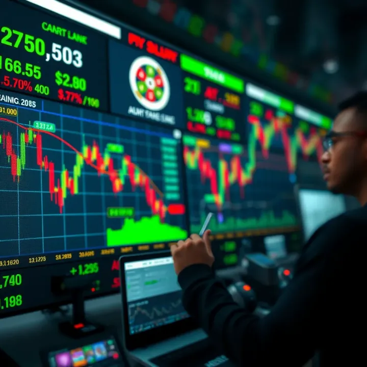 Conceptual illustration of currency exchange and trading platform interface