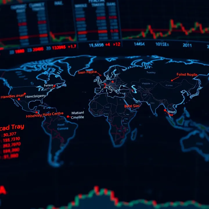 World map highlighting major currency trading centers globally