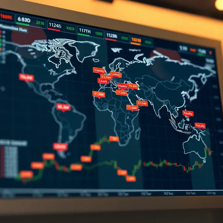 Global map highlighting major forex trading centers and their operational hours