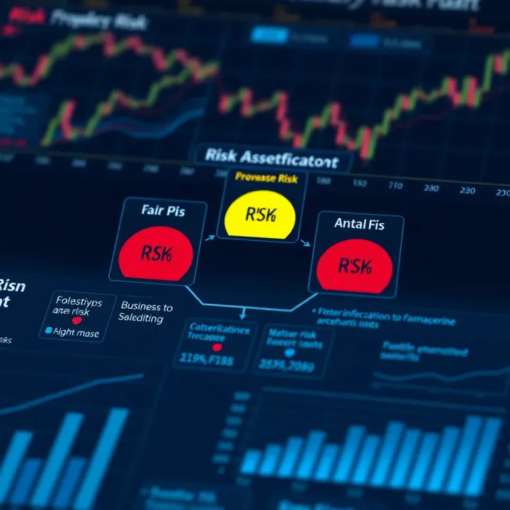 Diagram illustrating the identification and assessment of various business risks through analysis charts and graphs