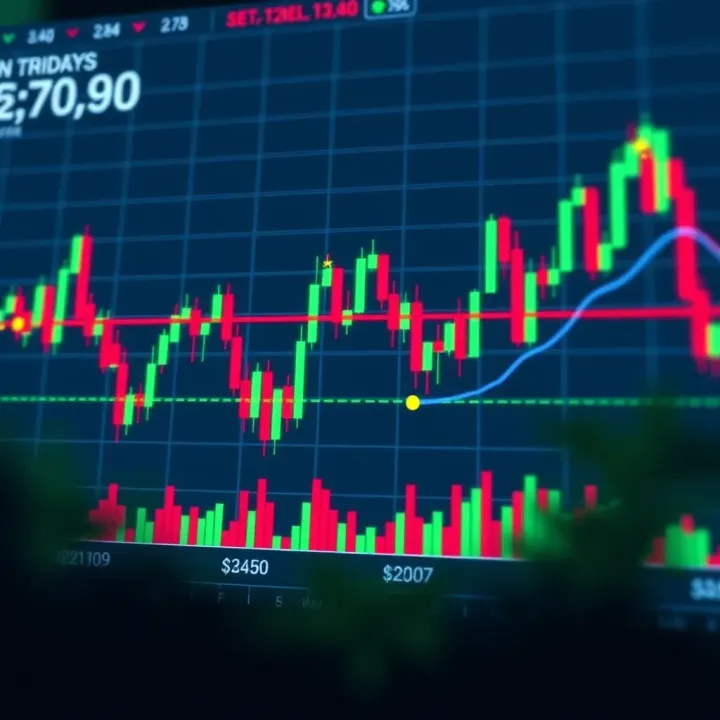 Chart illustrating common trading patterns such as head and shoulders and double top in a stock market graph